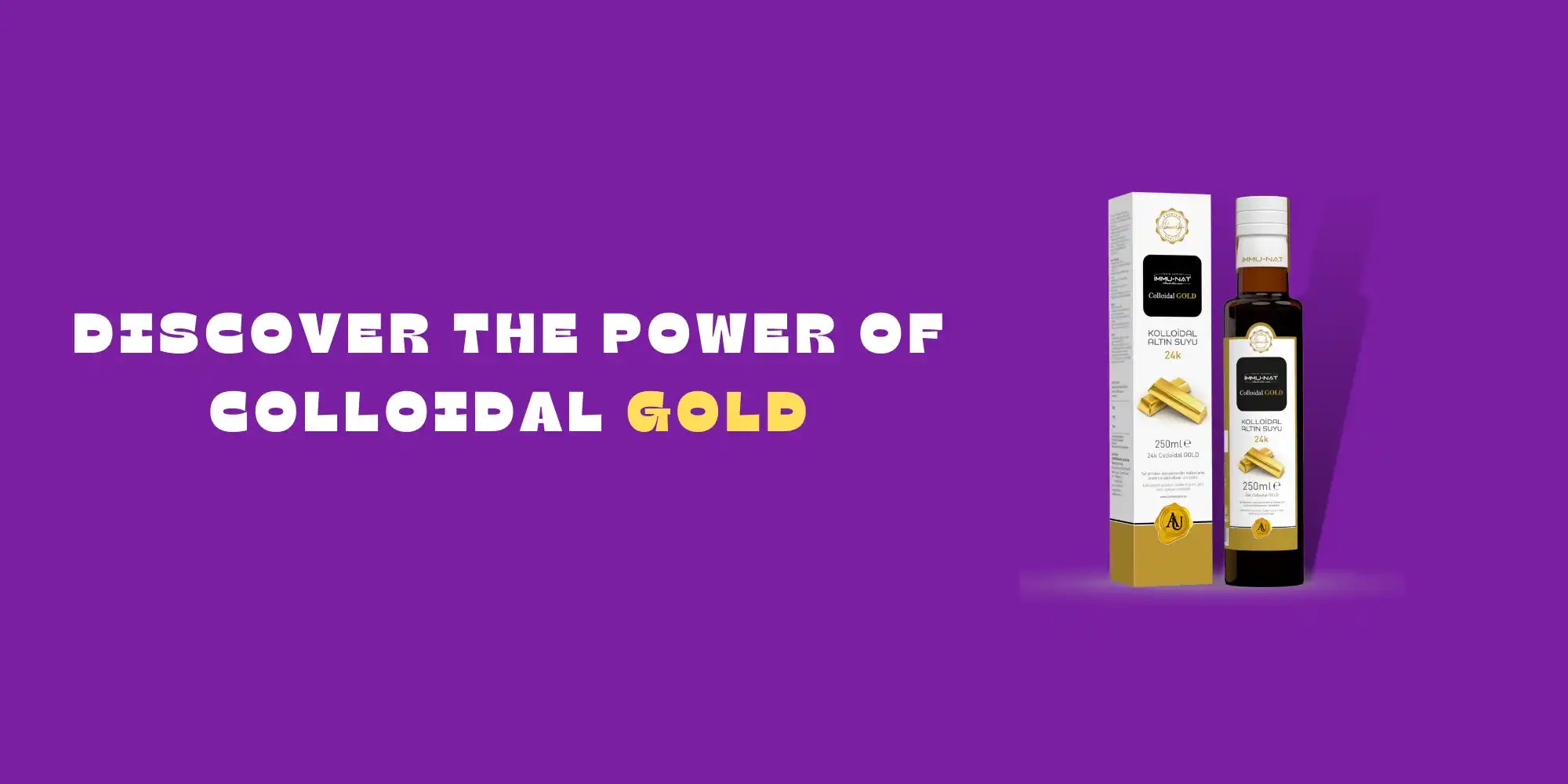 Colloidal gold product with packaging.